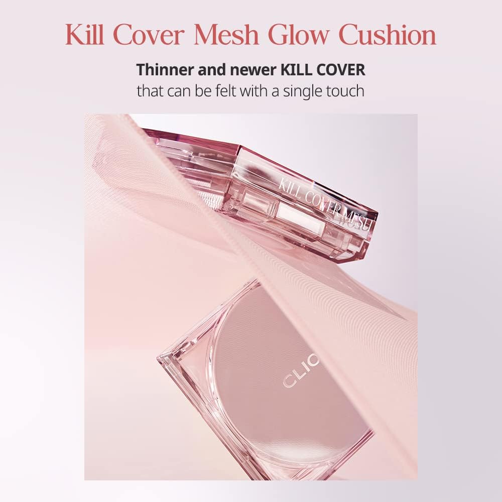 CLIO Kill Cover Mesh Glow Cushion + Refill Set - SPF50+ PA++++, 15g + 15g (3 Shades)