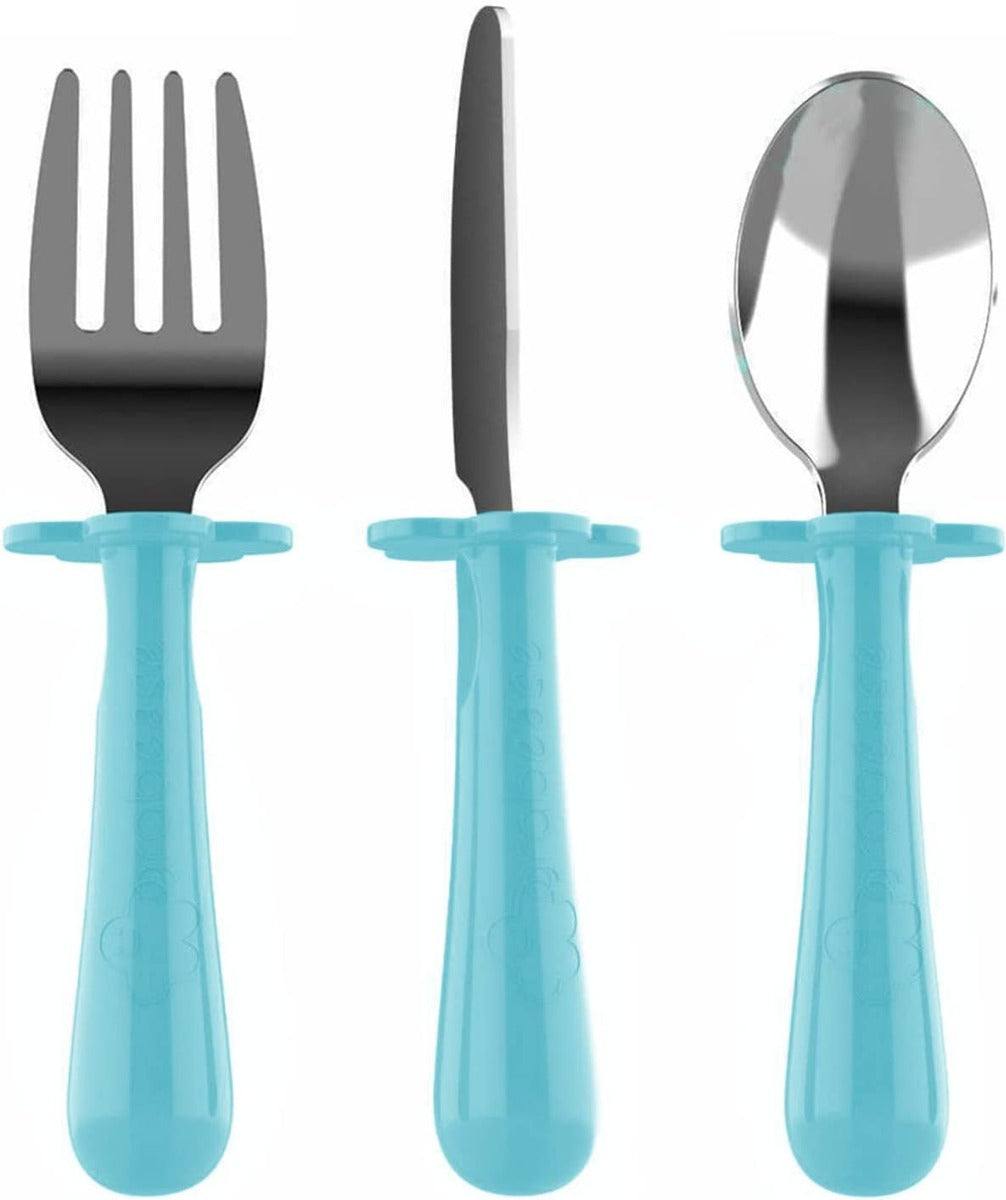 Grabease Stainless Steel Toddler Utensil Set - Fork, Knife & Spoon (3 Colors) - Pupsik Singapore