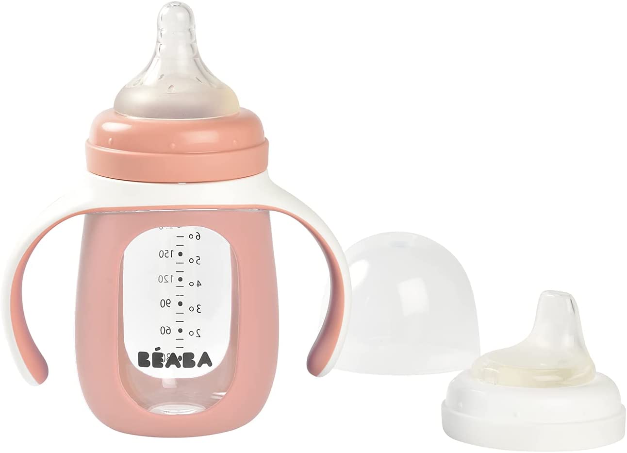 Beaba 2-in-1 Glass Training Cup with Silicone Sleeve, 210ml (4 Colors) - Pupsik Singapore