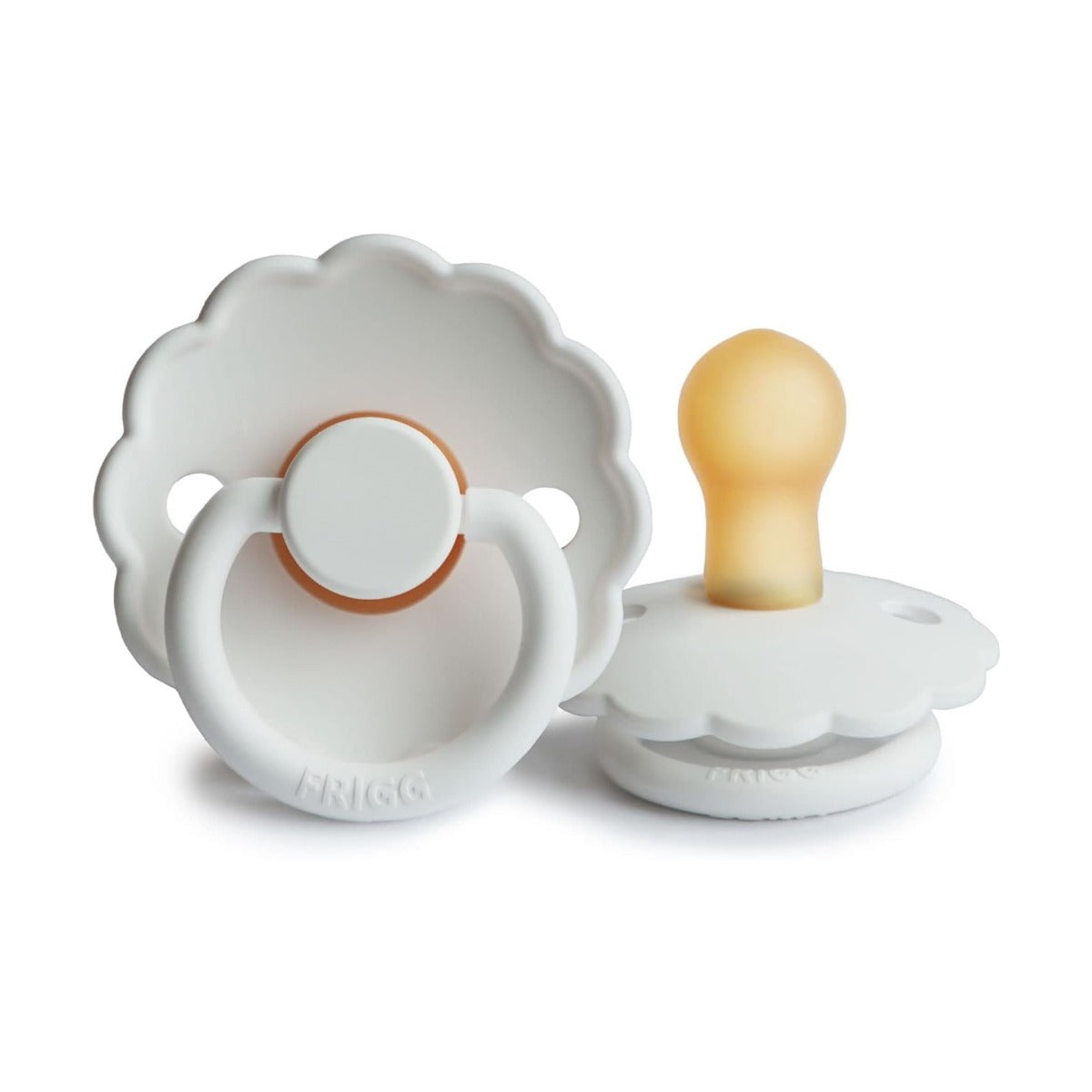 FRIGG Daisy Latex Baby Pacifiers, 1pk – Bright White (2 Sizes)