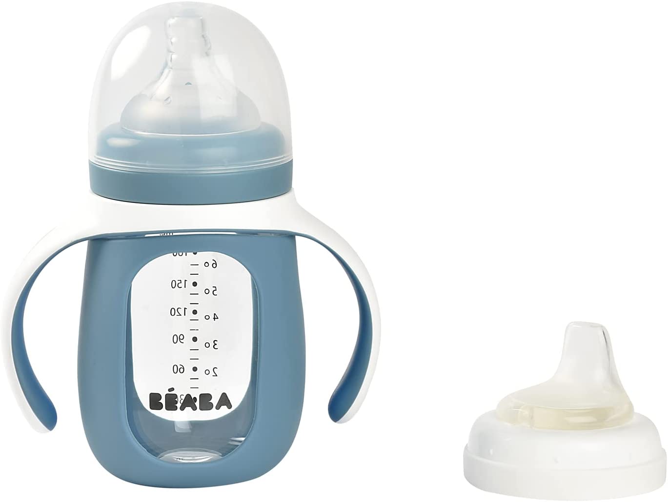 Beaba 2-in-1 Glass Training Cup with Silicone Sleeve, 210ml (4 Colors) - Pupsik Singapore