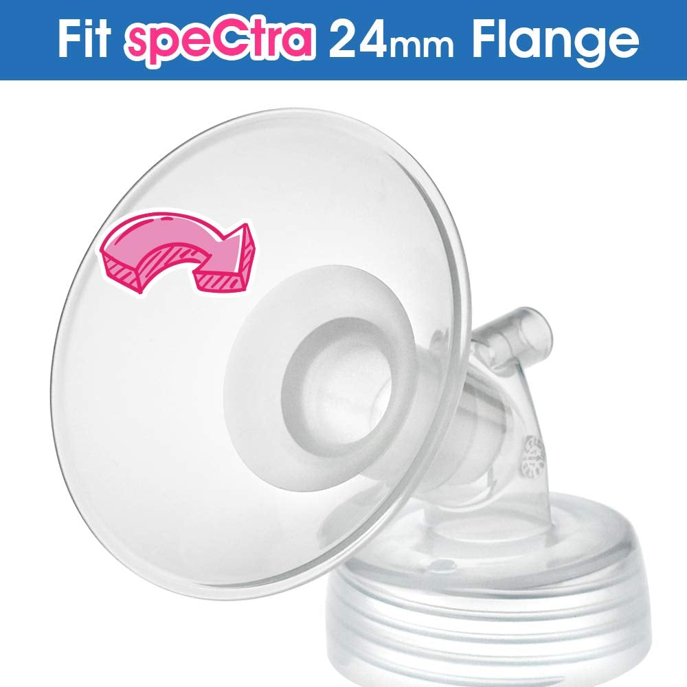 Maymom Silicone Flange Inserts for Medela & Spectra 24mm Breastshield (Long), 2pc (3 Sizes)
