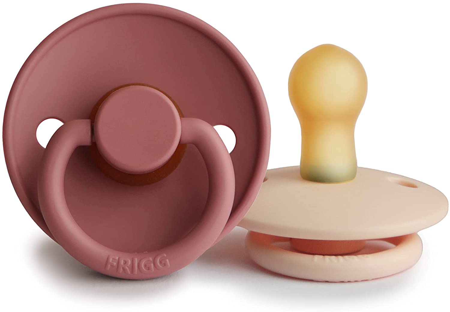FRIGG Classic Latex Baby Pacifiers, 2pk – Powder Blush/ Pink Cream (1 Size)