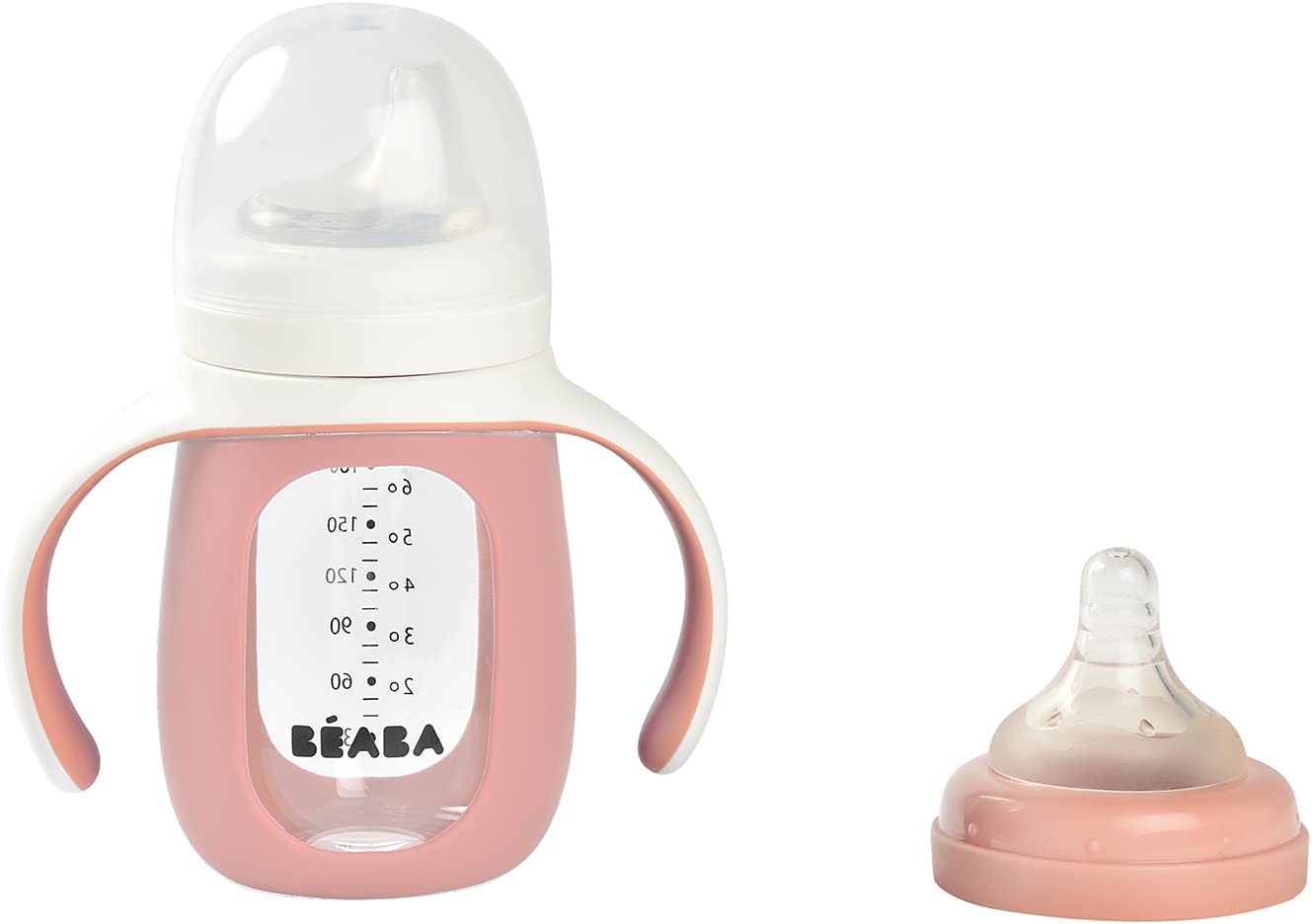 Beaba 2-in-1 Glass Training Cup with Silicone Sleeve, 210ml (4 Colors) - Pupsik Singapore