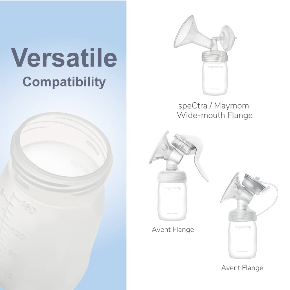 Maymom Wide-Neck Breastmilk Storage Bottles for Spectra, 160ml (8pk)