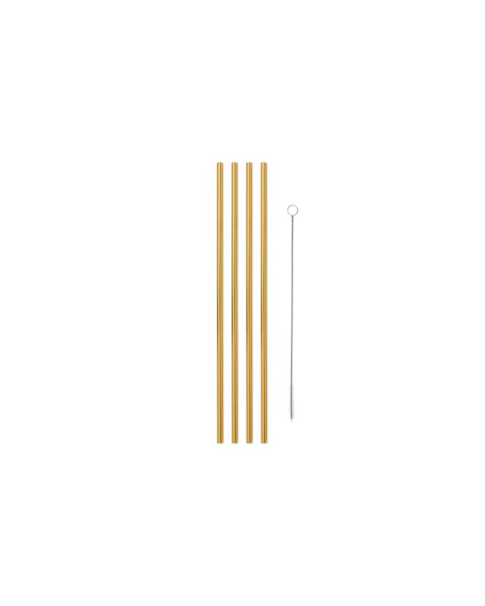 W&P Porter Set of 4 Metal Straws, 10 inches (3 colors)