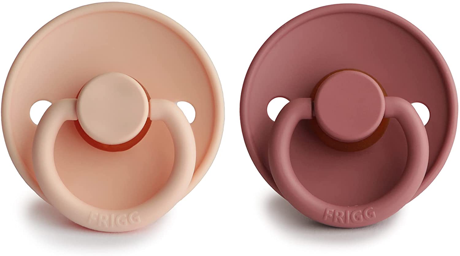 FRIGG Classic Latex Baby Pacifiers, 2pk – Powder Blush/ Pink Cream (1 Size)