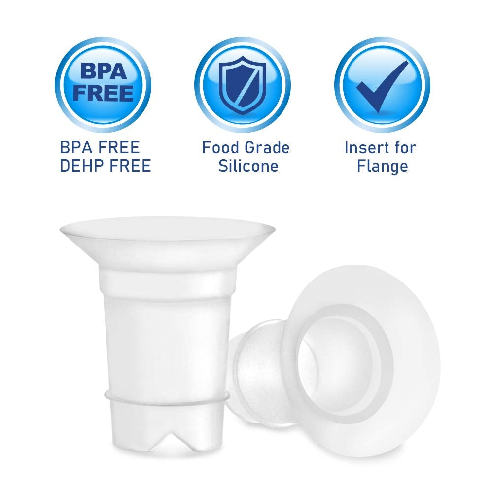 Maymom Silicone Flange Inserts for Medela & Spectra 24mm Breastshield (Long), 2pc (3 Sizes)