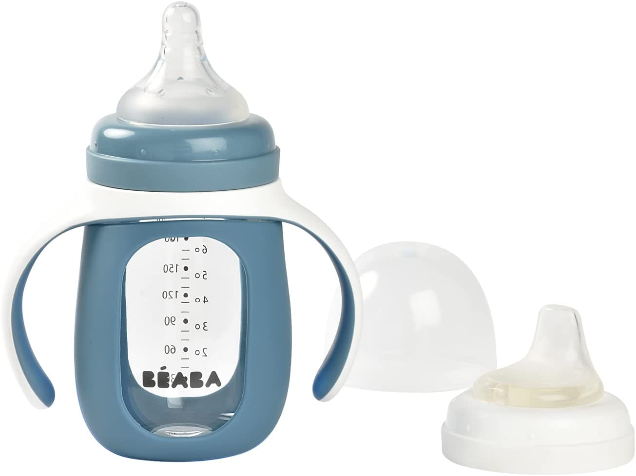 Beaba 2-in-1 Glass Training Cup with Silicone Sleeve, 210ml (4 Colors)