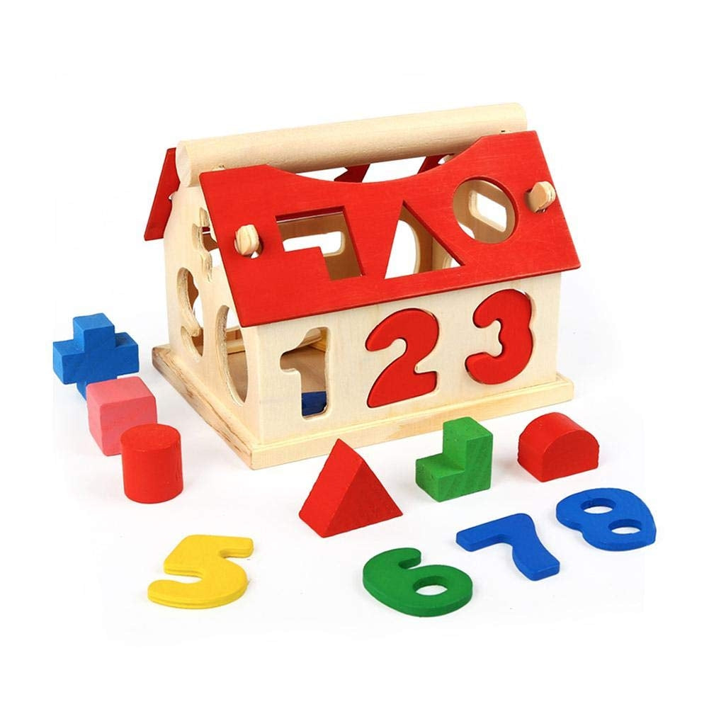 Numbers & Shapes Sorting Wooden Block House