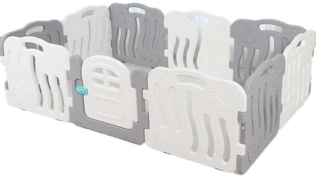 IFAM Shell Baby Play Yard & Door (10pc) - (198 x 133 cm) - Grey/White