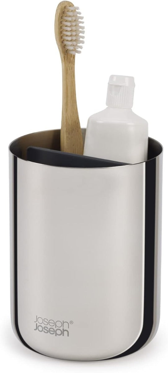 Joseph Joseph EasyStore Luxe Stainless Steel Toothbrush Caddy, Small