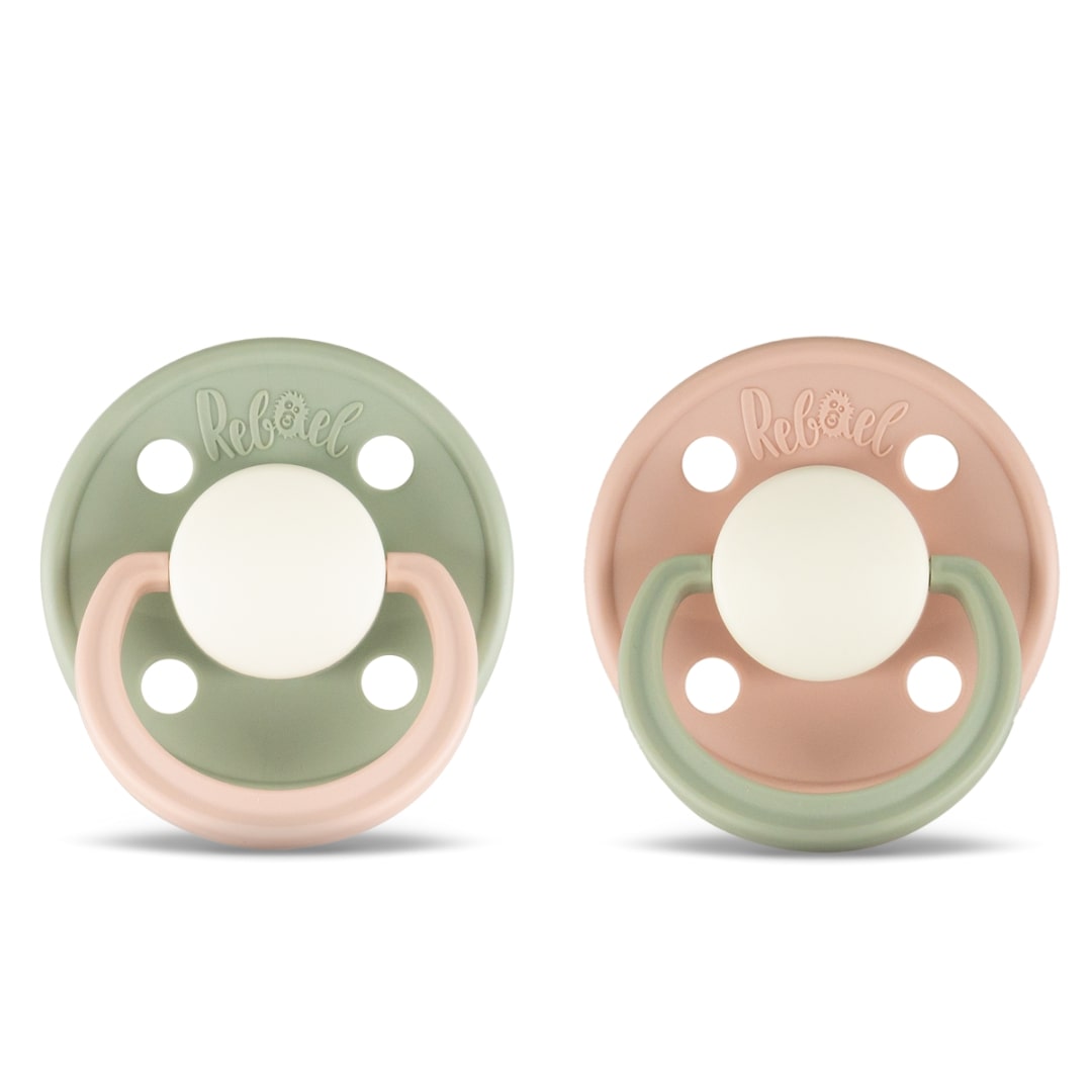 Rabael Duo Natural Rubber Round Pacifiers, 2pk - Cloudy Pearly Lion/Tornado Pearly Dolphin (2 Sizes)