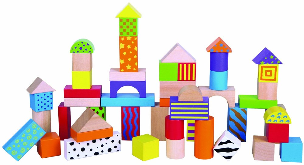 The Original Toy Company Wooden Blocks, 50pcs
