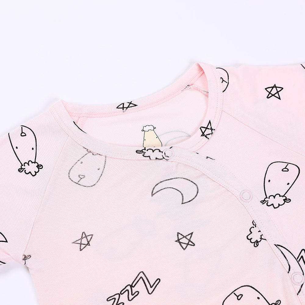 Baa Baa Sheepz Baby Side Snap Romper - Sweet Dreams Baa Baa Pink