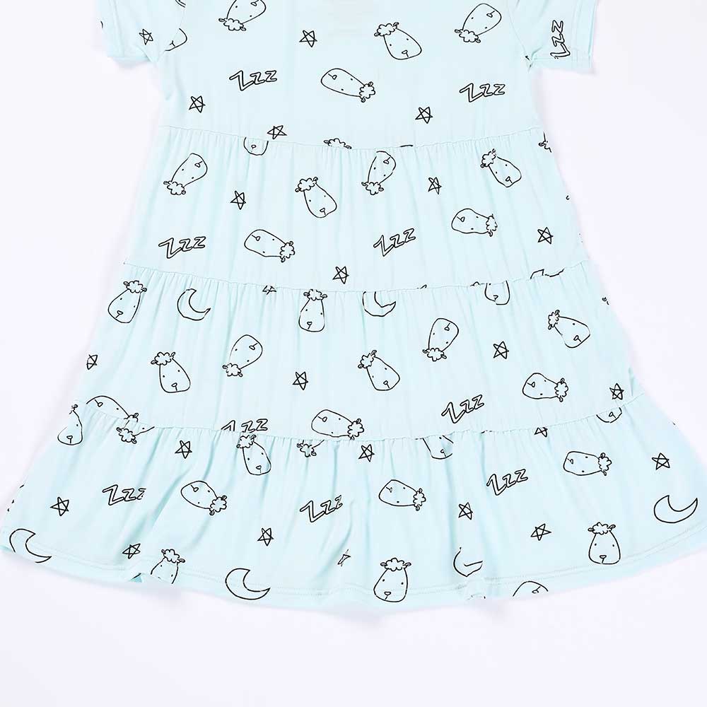 Baa Baa Sheepz Short Sleeve Tiered Dress - Sweet Dreams Baa Baa Blue