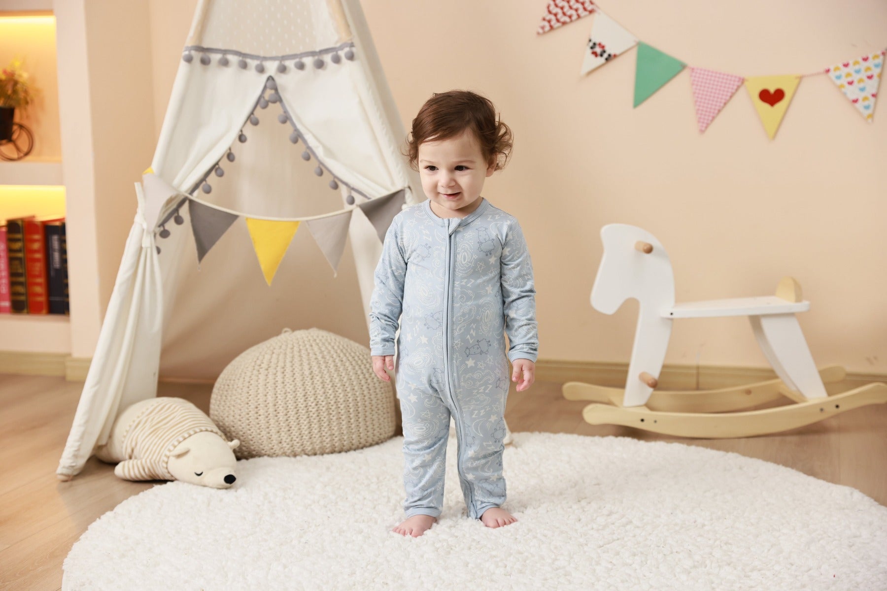 Baa Baa Sheepz Baby Zip Romper - Baa Baa in the Universe Blue (4 Sizes)