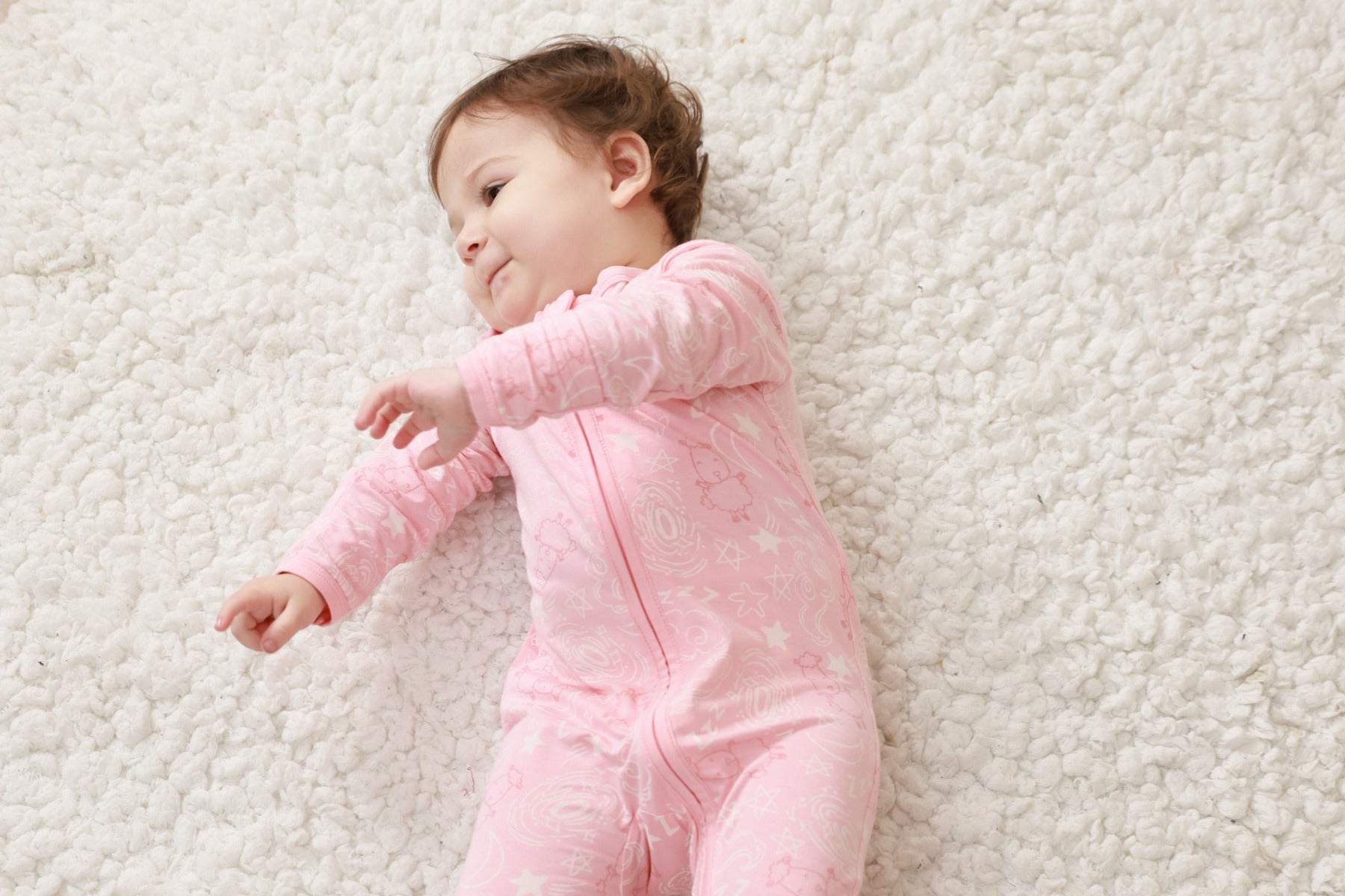Baa Baa Sheepz Baby Zip Romper - Baa Baa in the Universe Pink (4 Sizes)