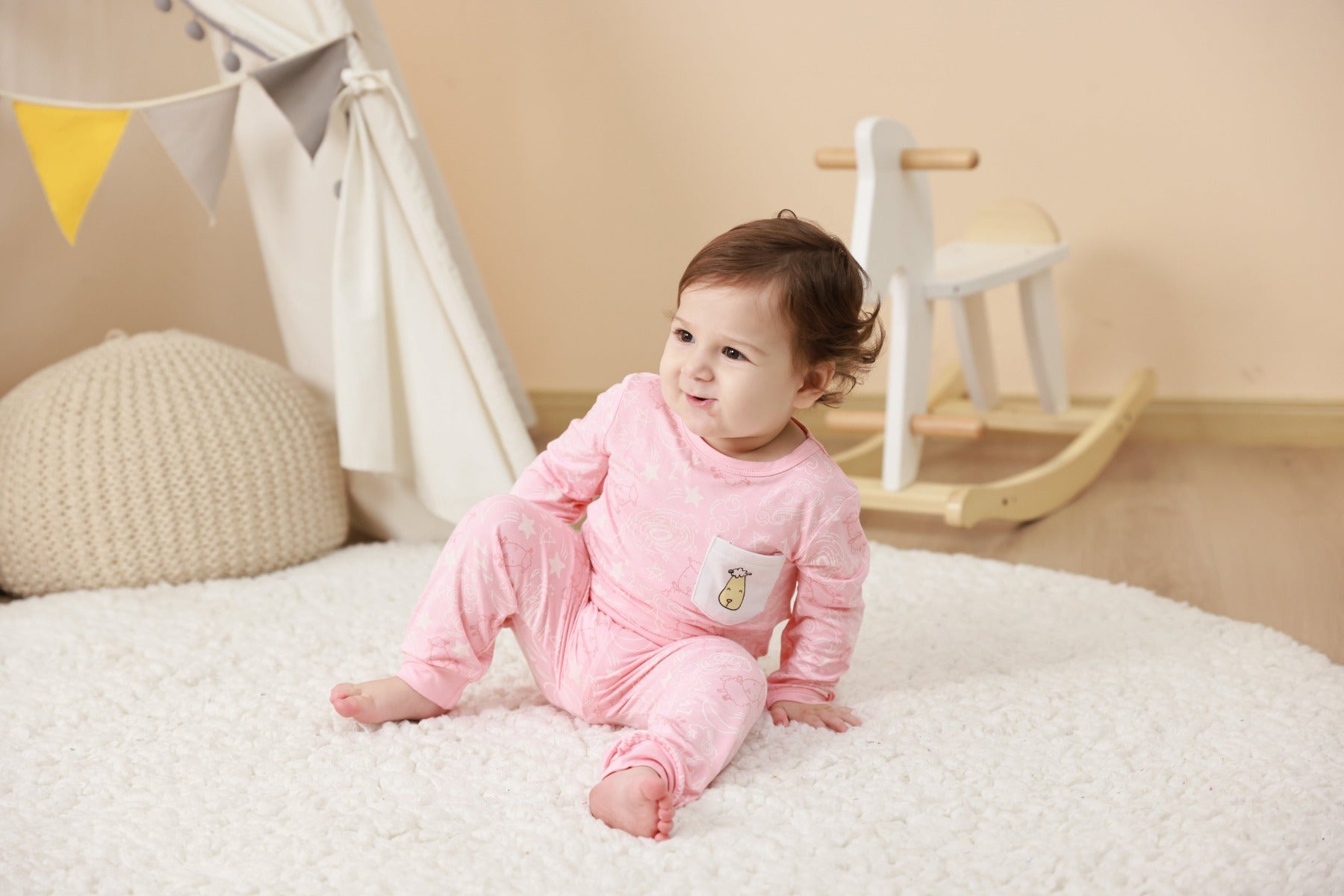 Baa Baa Sheepz Baby Long Sleeve Pyjama Set - Baa Baa in the Universe Pink (4 Sizes)