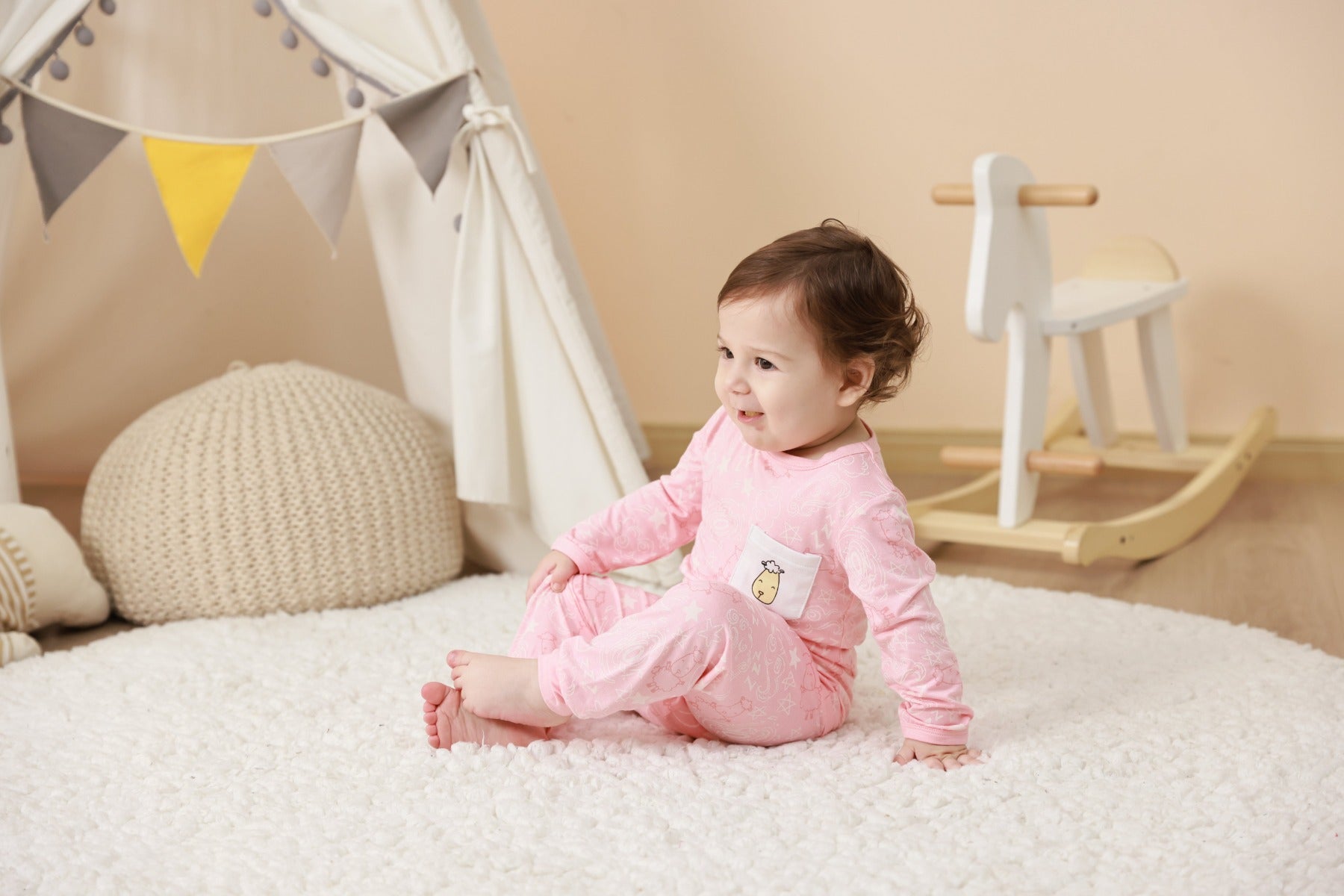 Baa Baa Sheepz Baby Long Sleeve Pyjama Set - Baa Baa in the Universe Pink (4 Sizes)
