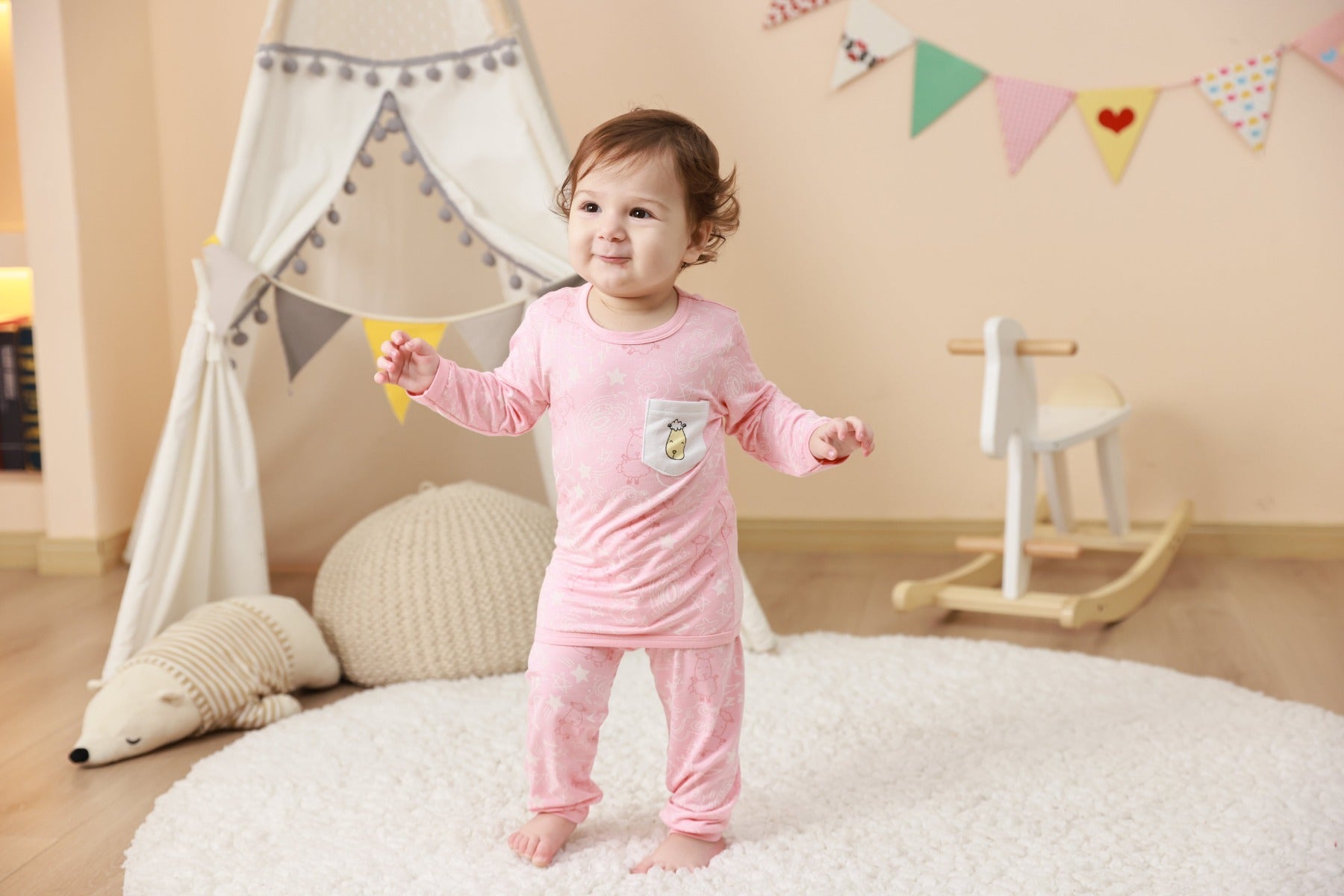 Baa Baa Sheepz Baby Long Sleeve Pyjama Set - Baa Baa in the Universe Pink (4 Sizes)