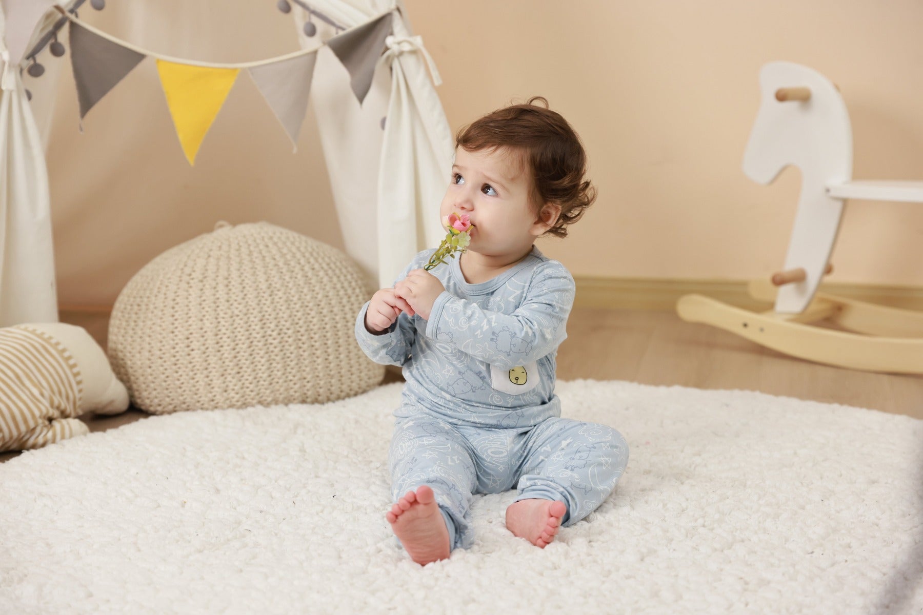 Baa Baa Sheepz Baby Long Sleeve Pyjama Set - Baa Baa in the Universe Blue (4 Sizes)