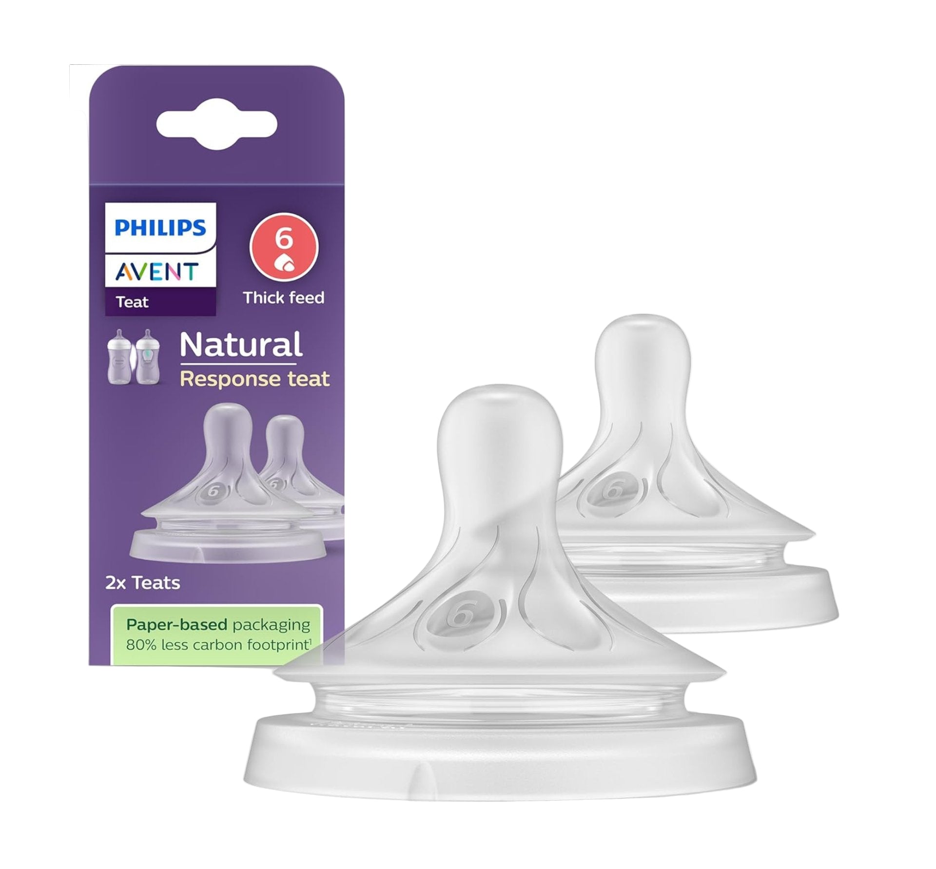 Philips Avent Silicone Natural Response Nipples, 2pk (6 Sizes)
