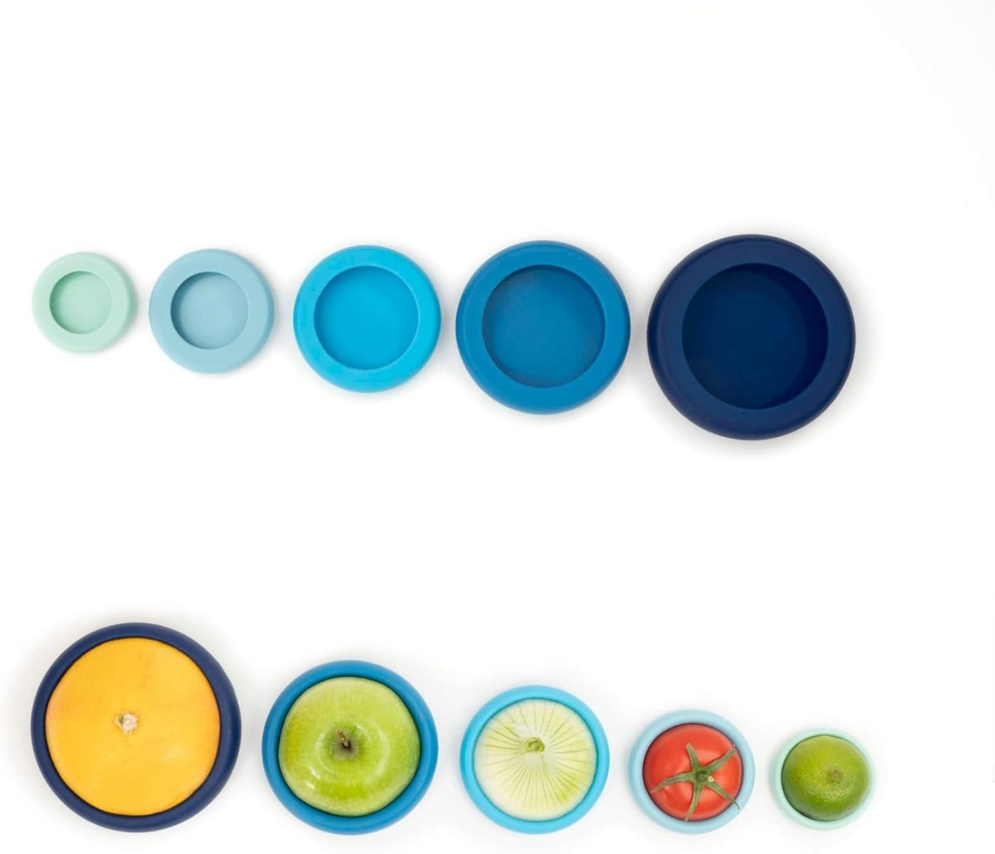 Food Huggers Set of 5 Reusable Silicone Food Savers (4 Colors)