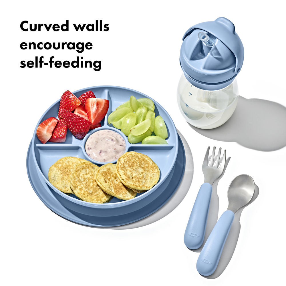 OXO Tot Stick & Stay Suction Divided Baby Plate (5 Colours) - Pupsik Singapore