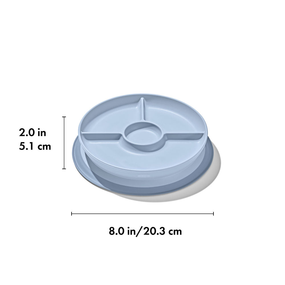OXO Tot Stick & Stay Suction Divided Baby Plate (5 Colours) - Pupsik Singapore