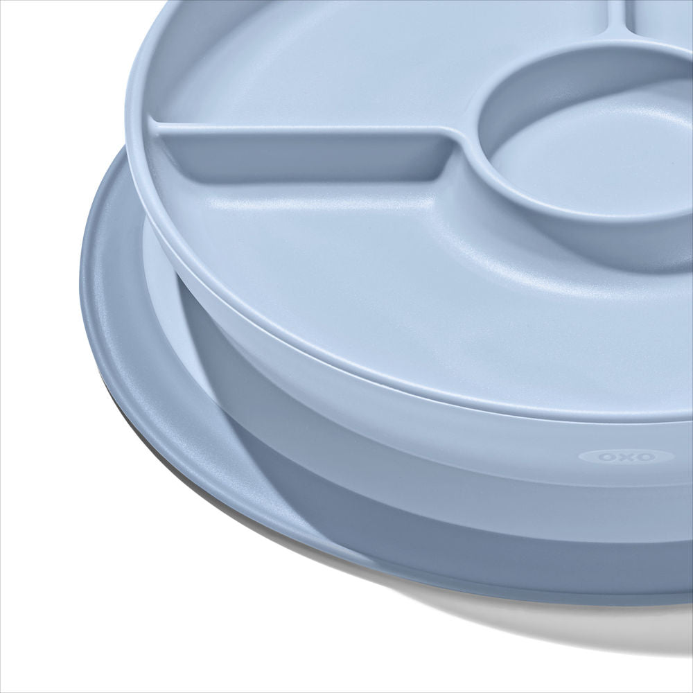 OXO Tot Stick & Stay Suction Divided Baby Plate (5 Colours) - Pupsik Singapore