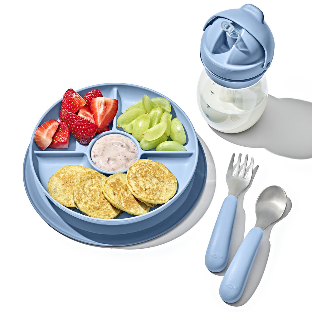 OXO Tot Stick & Stay Suction Divided Baby Plate (5 Colours) - Pupsik Singapore