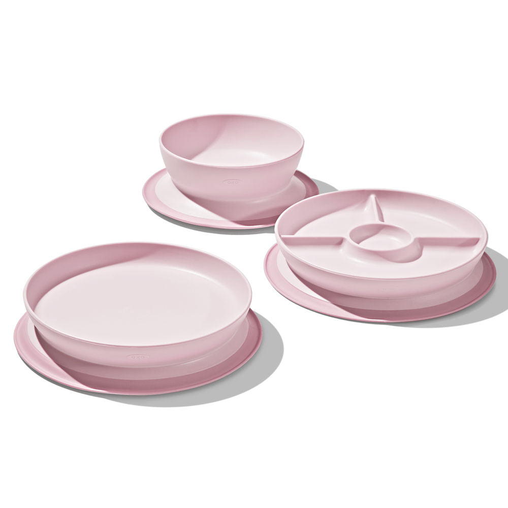 OXO Tot Stick & Stay Suction Divided Baby Plate (5 Colours) - Pupsik Singapore