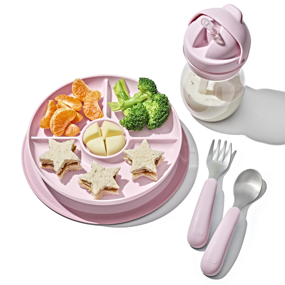 OXO Tot Stick & Stay Suction Divided Baby Plate (5 Colours) - Pupsik Singapore