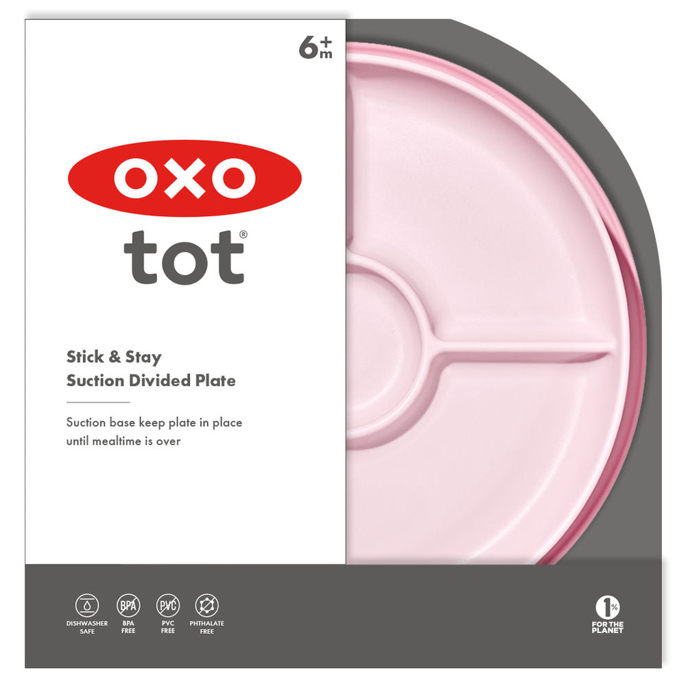 OXO Tot Stick & Stay Suction Divided Baby Plate (5 Colours) - Pupsik Singapore