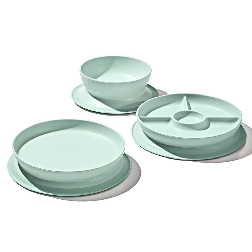 OXO Tot Stick & Stay Suction Divided Baby Plate (5 Colours) - Pupsik Singapore