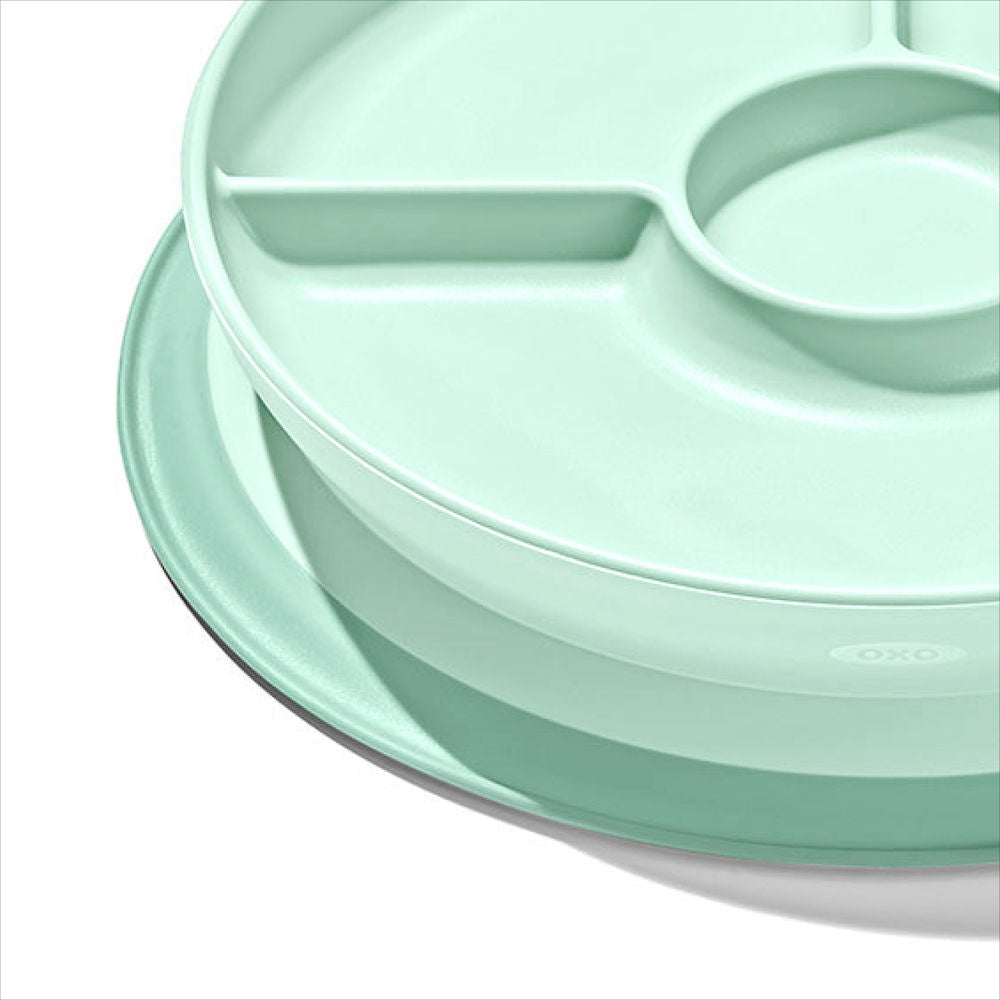 OXO Tot Stick & Stay Suction Divided Baby Plate (5 Colours) - Pupsik Singapore