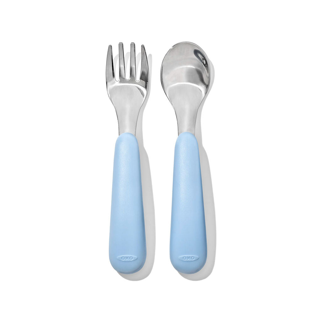 OXO Tot On-the-Go Fork and Spoon Set with Travel Case (7 Designs) - Pupsik Singapore