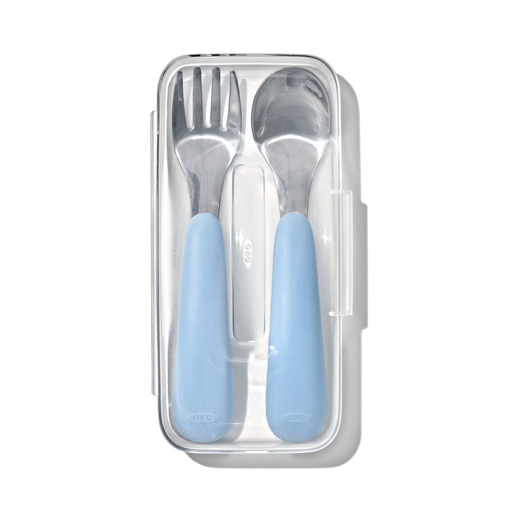 OXO Tot On-the-Go Fork and Spoon Set with Travel Case (7 Designs) - Pupsik Singapore