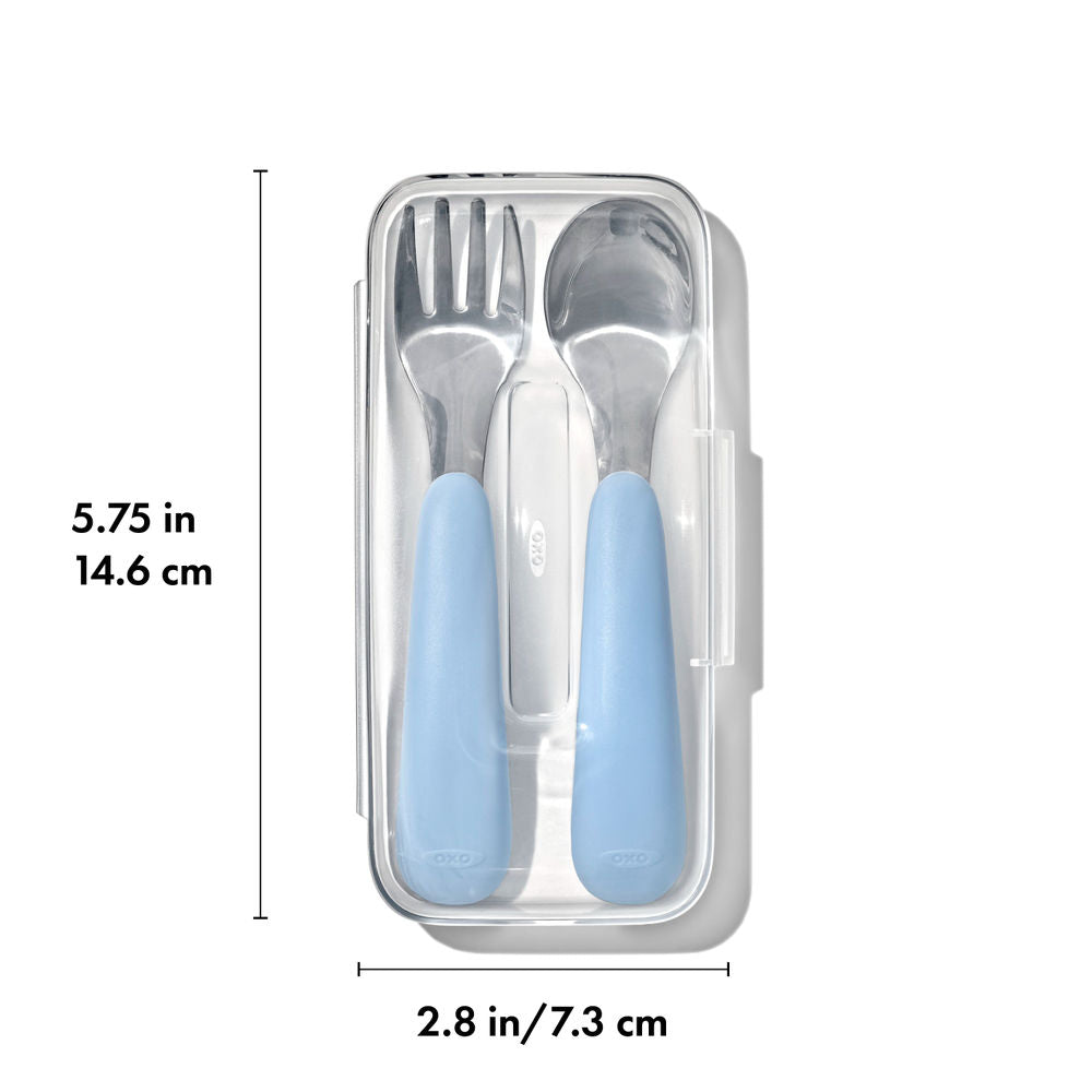 OXO Tot On-the-Go Fork and Spoon Set with Travel Case (7 Designs) - Pupsik Singapore