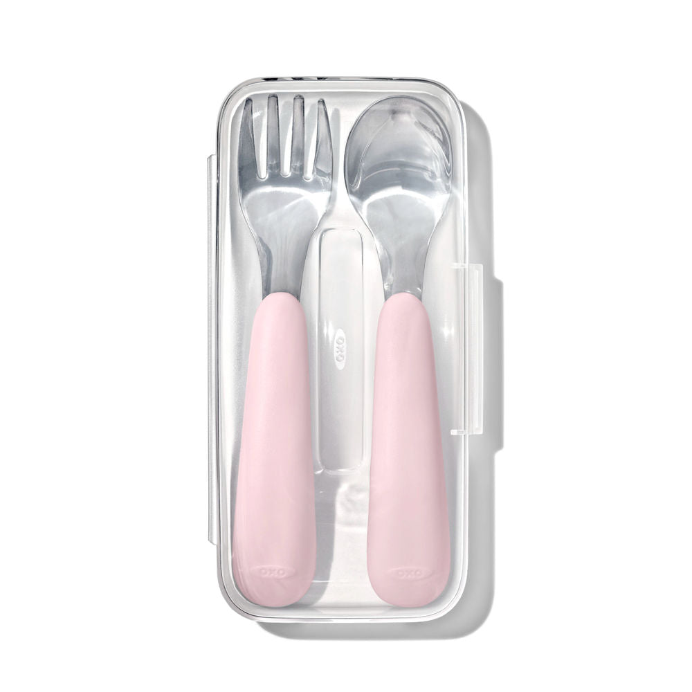OXO Tot On-the-Go Fork and Spoon Set with Travel Case (7 Designs) - Pupsik Singapore
