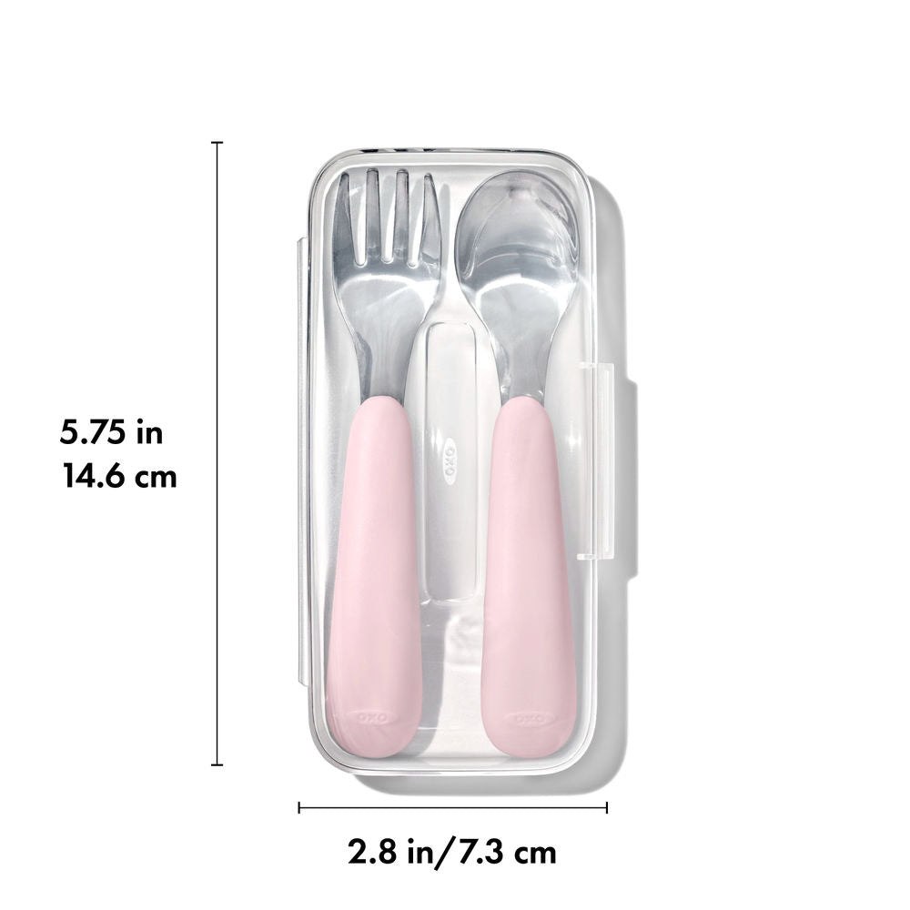 OXO Tot On-the-Go Fork and Spoon Set with Travel Case (7 Designs) - Pupsik Singapore