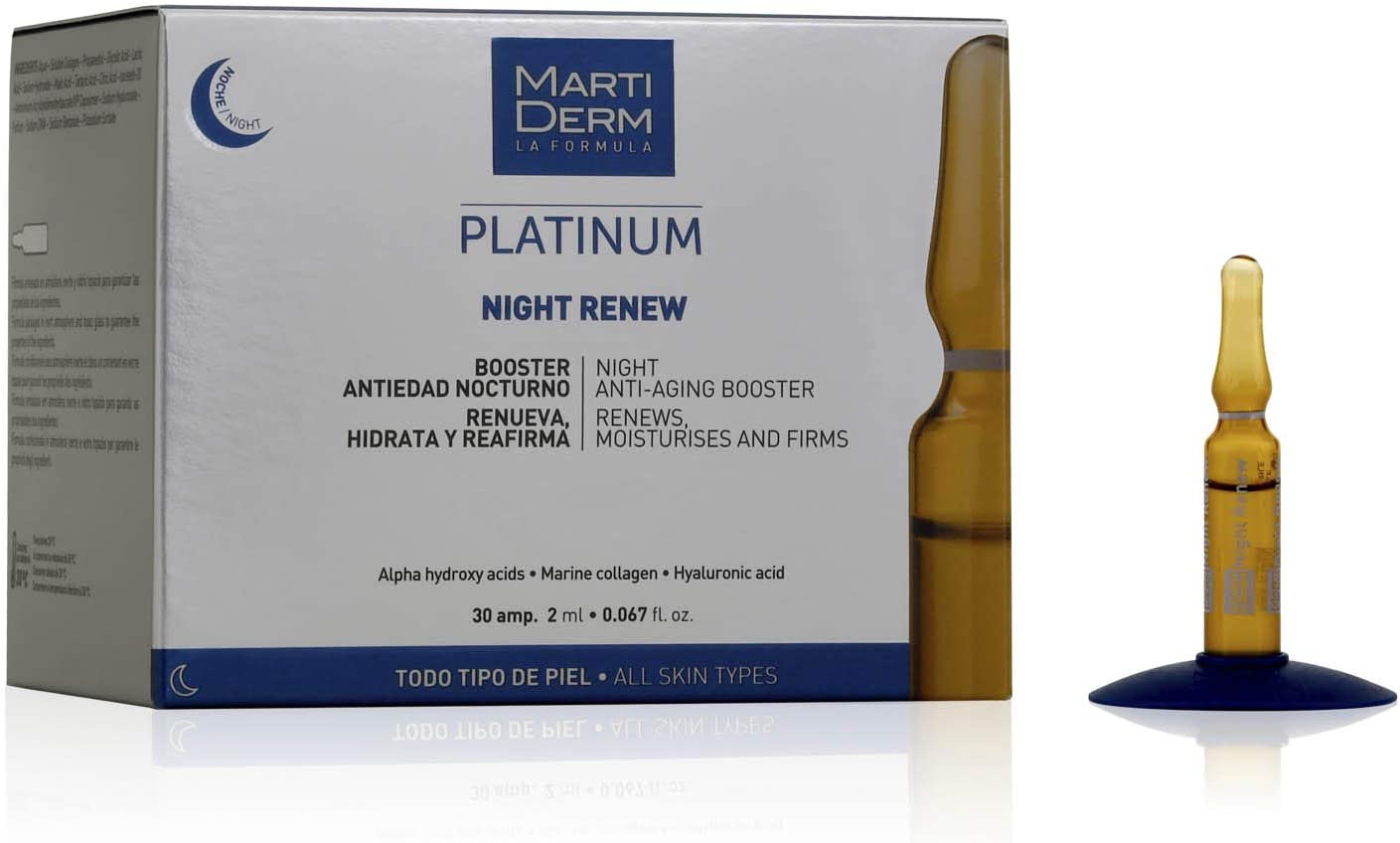 MartiDerm Platinum Night Renew Ampoules, 30 x 2ml Amp - Exp 05/26