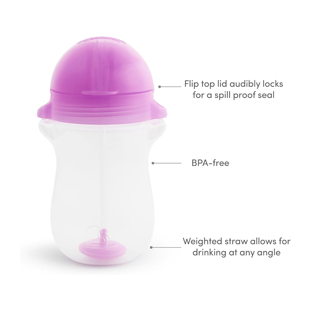 Munchkin Any Angle Click Lock Weighted Straw Cup, 10oz (3 Colors)