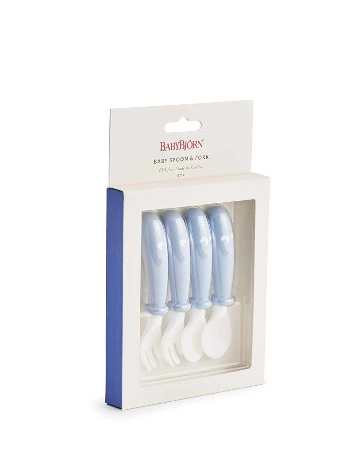 Baby Bjorn Baby Spoon & Fork (4pc) (2 Colours) - Made in Sweden - Pupsik Singapore