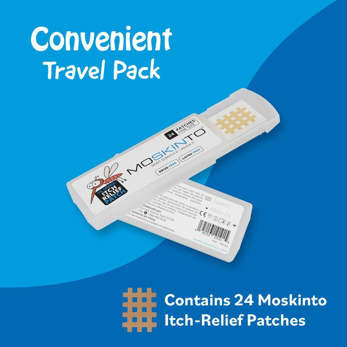Moskinto Anti-Itch Relief Mosquito Patches, 24pcs (Exp 12/26)