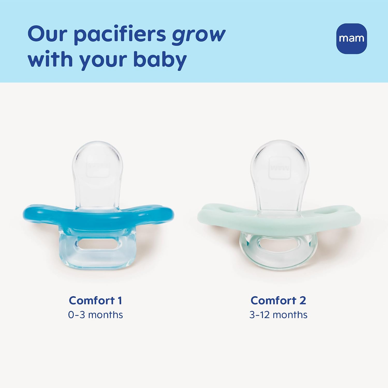MAM Comfort Pacifier with Case, 1pk, 2 Sizes | 0-3M, 3-12M