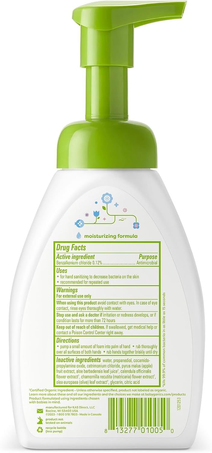 Babyganics Alcohol-Free Foaming Hand Sanitizer, 249ml (Exp 12/27)