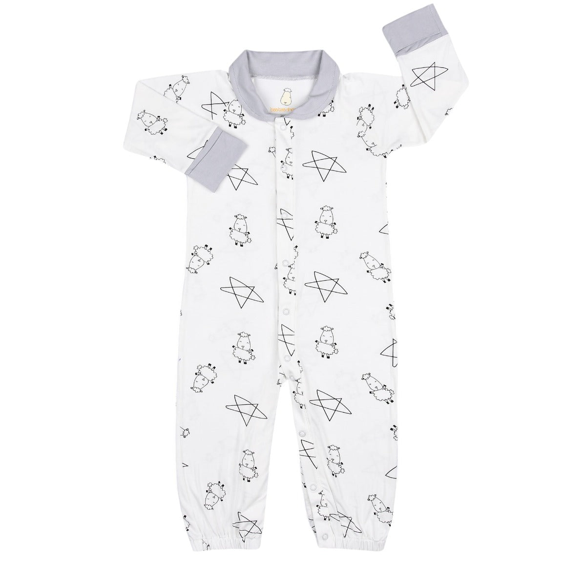 Baa Baa Sheepz Convertible Gown & Romper -Cute Big Star & Sheepz White (4 Sizes)
