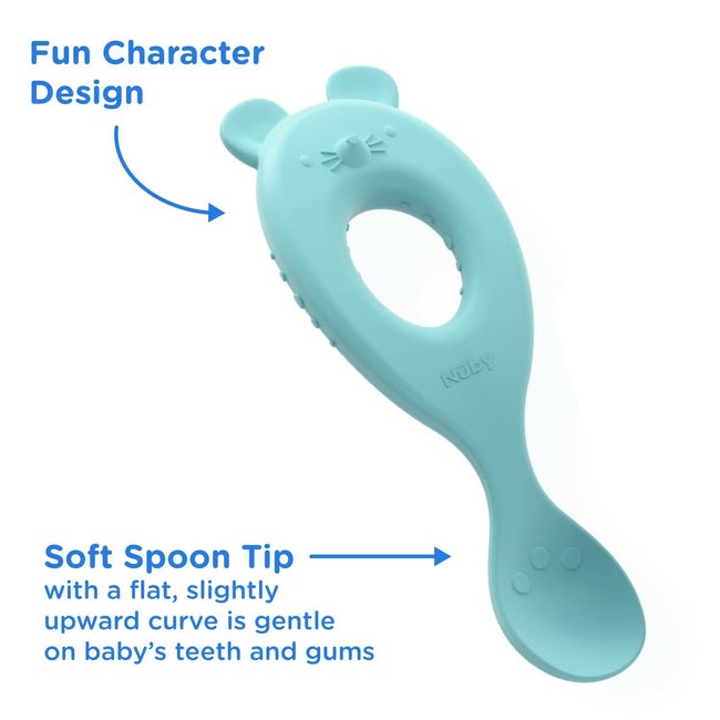 Nuby Silicone Easy Grip Baby Spoons, 2pk